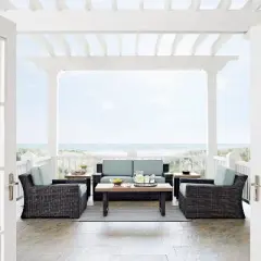 Beaufort 6pc Outdoor Wicker Conversation Set - Mist - Crosley