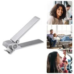 Unique Bargains Stainless Steel Nail Clippers Portable Nail Cutter for Nail Care Black 1Pc