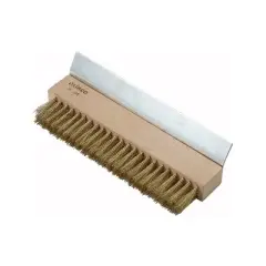 Winco Pizza Oven Wire Brush with Brass Bristles and Metal Scraper - Set of 6, 10-1/4"