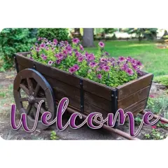 Ashley Productions&reg; The Original Fun Mat&trade;, Welcome Mat, 15.5" x 23.5", Wagon Flowers Welcome