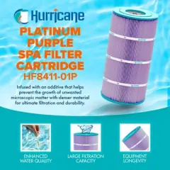 Hurricane Filters HF8411-01P Platinum Purple Pool Cartridge for PWWCT75, Unicel C-8411, Filbur FC-1255, Waterway Clearwater II Pro-Clean 75 (3 Pack)