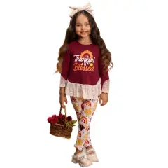 Girls Thankful & Blessed Legging Set - Mia Belle Girls