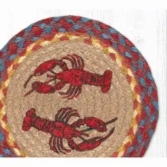 Earth Rugs Lobster Printed Round Trivet &ndash; 10"x10" Braided Jute Accent with Nautical Coastal Theme