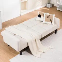 COMHOMA Convertible Futon Sofa Bed, Loveseat with Armrests, Sleeper, Futon Couch