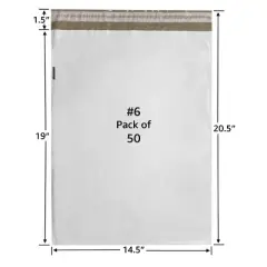 UOFFICE Pack of 50 Poly Mailers Bags 14.5"x19" - #6 Envelopes wirh Self-Sealing Closure