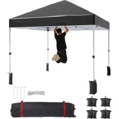 Outdoor Tent, Portable Coating Tent 10 x 10 ft, Picnic Tent, Folding Canopy Tent with Hand Bag, Waterproof Windproof UV Protection Tent, Black