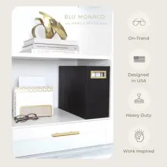 Blu Monaco Magazine Basket: Vegan Leather Magazine Holder with Gold Metal Handles