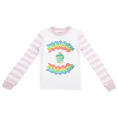 Rainbow Dreams Youth Girls Pink & White Striped Long Sleeve Shirt & Sleep Pants Set