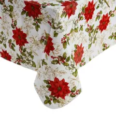 Elrene Poinsettia Grace Vinyl Indoor/Outdoor Tablecloth - Elrene Home Fashions