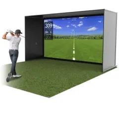 GoSports 14 x 8 ft Golf Simulator Enclosure Net - Complete Set with Frame and HD Impact Screen Kit, Black
