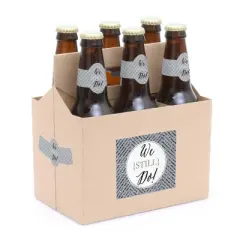 Big Dot of Happiness We Still Do - 25th Wedding Anniversary Decorations for Women and Men - 6 Beer Bottle Label Stickers and 1 Carrier