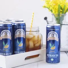 Newman's Own Organics Lemon Iced Black Tea, Slightly Sweetened, Iced Tea Cold Brew 12 Oz Cans, Pack of 12