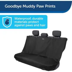 PetSafe Happy Ride Waterproof & Machine Washable Bench Seat Cover for Pets, Fits Most Vehicles, Black (47"L x 24"W)