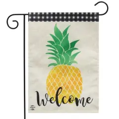 Welcome Pineapple Everyday Burlap Garden Flag 18" x 12.5" Summer Fruit Briarwood Lane