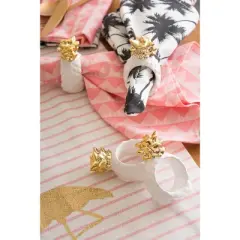 DII 4 Piece Napkin Ring Set, Gold Pineapple
