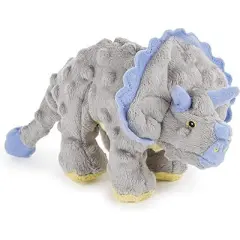 goDog Dinos Frills Squeaky Plush Dog Toy, Chew Guard Technology - Gray, Small