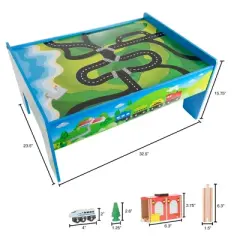 Toy Time Kids' Deluxe Wooden Train Table Set - 75-Piece Play Set