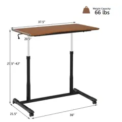 Costway Height Adjustable Computer Desk Sit Stand Rolling Notebook Table Natural\Brown\Black