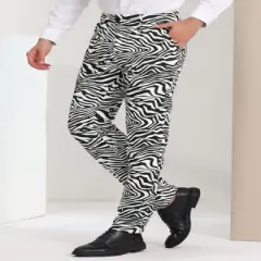 Lars Amadeus Men's Flat Front Party Prom Animal Printed Pants