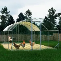 GDFStudio Becher Modern 315" Large Metal Dome Shaped Walk-in Fence Cage Hen House with Waterproof Cover