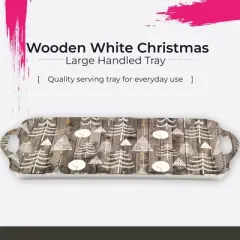 Pimpernel Wooden White Christmas Sandwich Tray (19" x 11.6") - Melamine Serving Platter with Rustic Wood Effect - Dishwasher Safe Serving Tray