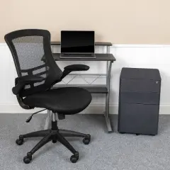 Flash Furniture Work From Home Kit - Black Computer Desk, Ergonomic Mesh Office Chair and Locking Mobile Filing Cabinet with Side Handles