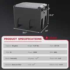 Diesel Tank, Portable Fuel Tank - 48 Gallon with 12V Electric Transfer Pump (10 GPM), 13Ft Hose & Auto Nozzle for Easy Fuel Transportation