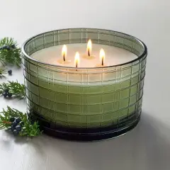 Textured Glass Cypress & Pine Jar Christmas Candle Green 24oz - Hearth & Hand&trade; with Magnolia