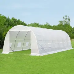 EROMMY Walk-In Greenhouse Tunnel, Large Gardening Plant Hot House Portable Tunnel Tent，white