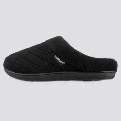 Isotoner Women's Diamond Quilted Microterry Hoodback Slippers - Black