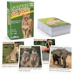 BenBen Go Fish Card Game for Kids, 104 Cards, Jumbo Size, Safari Animal Learning Playing Cards