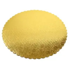 O'Creme Gold Scalloped Corrugated Round Cake Board, 7", Pack of 10