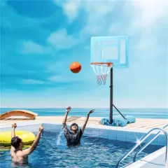 YONWAY Poolside Basketball Hoop Stand, 36.5"-48.5" Height Adjustable Portable Hoop System w/ Clear Backboard & Fillable Base for Whole Family