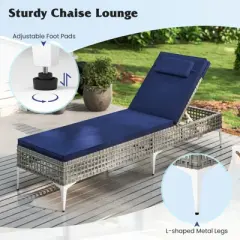 Tangkula Set Of 2 Patio Chaise Lounge Chair PE Wicker Reclining Sun Lounger with 6-Level Adjustable Backrest Removable Cushion & Headrest Outdoor