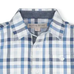 Hope & Henry Boys' Seersucker Short Sleeve Button Down Shirt, Kids