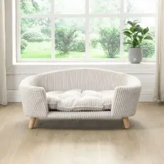 Christopher Knight Home Floyd Modern Upholstered Dog Bed for Small Dog with Rubberwood Legs