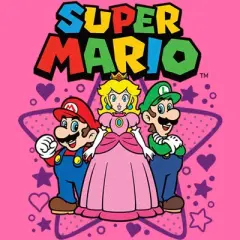 Girl's Nintendo Super Mario Bros Characters Logo Crop T-Shirt