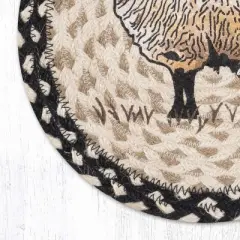 Earth Rugs Eco-Friendly Braided Jute Trivet &ndash; Lamb Patch Scene for Rustic Kitchens