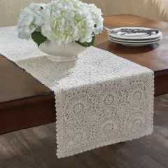 Park Designs Cream Lace Table Runner 54"L
