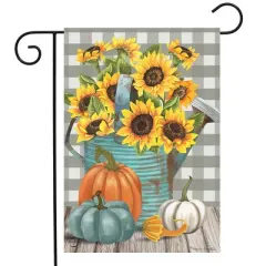 Sunflower Watering Can Fall Garden Flag Pumpkins Floral 12.5"x18" Briarwood Lane