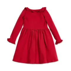 Hope & Henry Girls' Long Sleeve Ruffle Trim Knit Dress, Infant