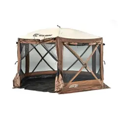 Clam Quick-Set Pavilion Camper 10 x 10 Ft 8 Person Outdoor Tent, Brown (2 Pack)