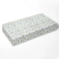 Bacati - Little Dino Boys Rainbow Teal/Yellow Muslin 100 percent Cotton Muslin Universal Baby US Standard Crib or Toddler Bed Fitted Sheet