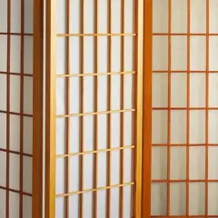 6 ft. Tall Window Pane Shoji Screen - Honey (4 Panels)