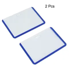 Unique Bargains Staff Office Plastic B8 Horizontal ID Name Cards Badge Holder Clear 2pcs
