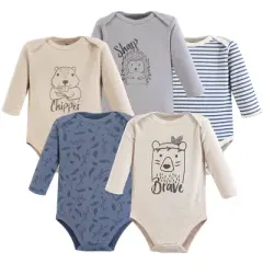 Yoga Sprout Cotton Long-Sleeve Bodysuits 5pk, Wild Woodland
