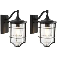 Rueda 8.5" Outdoor Wall Sconce (Set of 2) - PLT7038 - Bronze - Safavieh
