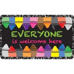 Ashley Productions&reg; The Original Fun Mat&trade;, Welcome Mat, 18" x 30", Everyone Welcome Crayons Composition