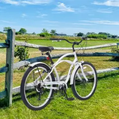 Gulches 26-Inch Beach Cruiser Bicycles - 7 Speed, Silver for Leisure and Commute