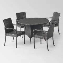 Pala 5pc Wicker Contemporary Dining Set Gray - Christopher Knight Home